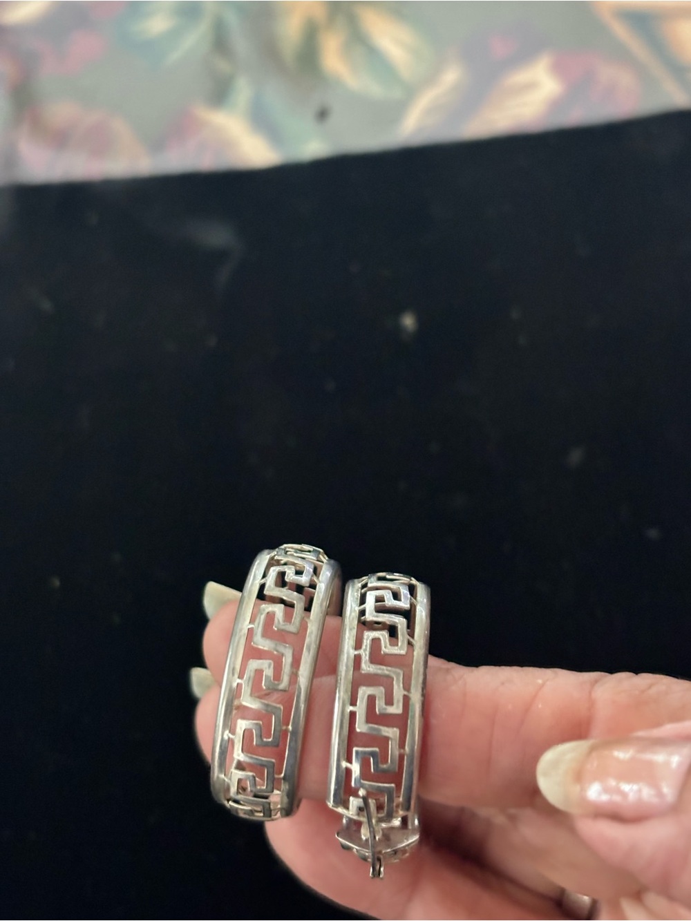 Sterling Silver 925 Greek Key Hoop Earrings - Women Jewelry